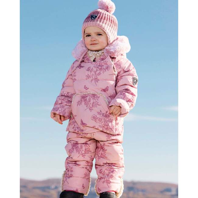 Vintage Flower Print One-Piece Baby Car Seat Snowsuit, Rose - Snowsuits - 3