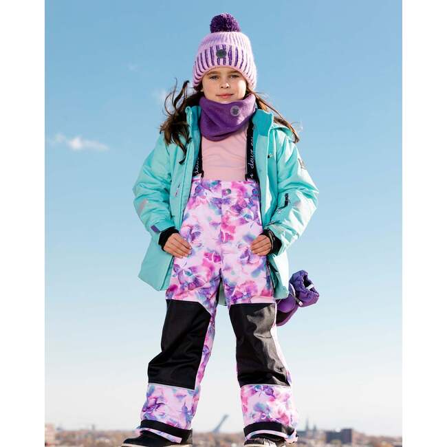 Watercolor Floral Print 2-Piece Snowsuit, Pink - Snowsuits - 3