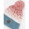 Winter Knit Pom Pom Earflap Colorblock Hat, Pink & Blue Gradient - Hats - 4