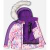 Watercolor Floral Print 2-Piece Snowsuit, Grape Purple - Snowsuits - 4