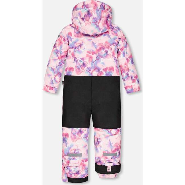 Watercolor Floral Print One-Piece Snowsuit, Pink - Snowsuits - 5