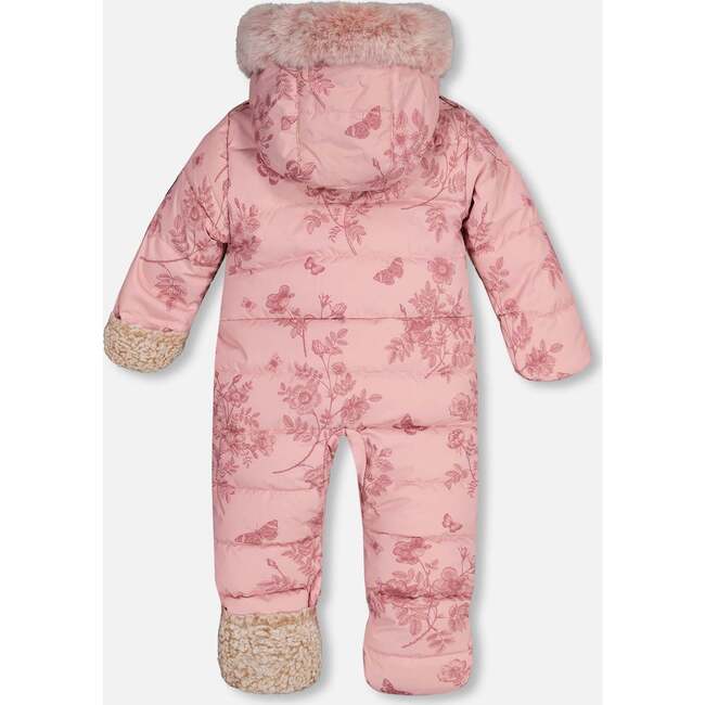 Vintage Flower Print One-Piece Baby Car Seat Snowsuit, Rose - Snowsuits - 5