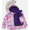 Watercolor Floral Print 2-Piece Snowsuit, Aqua - Snowsuits - 4