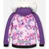 Watercolor Floral Print 2-Piece Snowsuit, Grape Purple - Snowsuits - 5