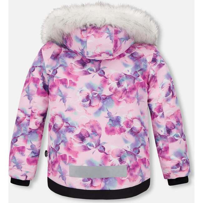 Watercolor Floral Print 2-Piece Snowsuit, Aqua - Snowsuits - 5