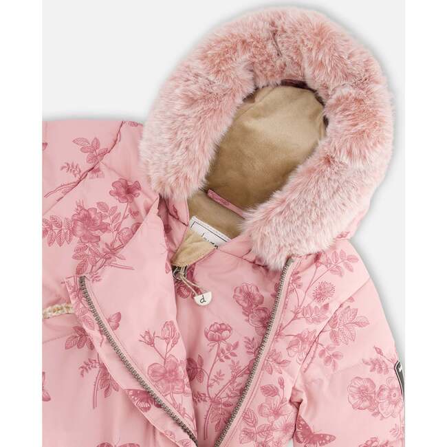 Vintage Flower Print One-Piece Baby Car Seat Snowsuit, Rose - Snowsuits - 7