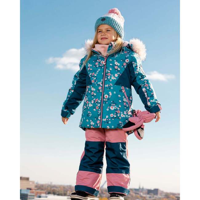 Spring Flower Print 2-Piece Snowsuit, Dusty Pink & Blue - Snowsuits - 2