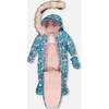 Spring Flower Print One-Piece Baby Snowsuit, Rose - Snowsuits - 3