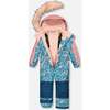 Spring Flower Print One-Piece Snowsuit, Rose - Snowsuits - 3