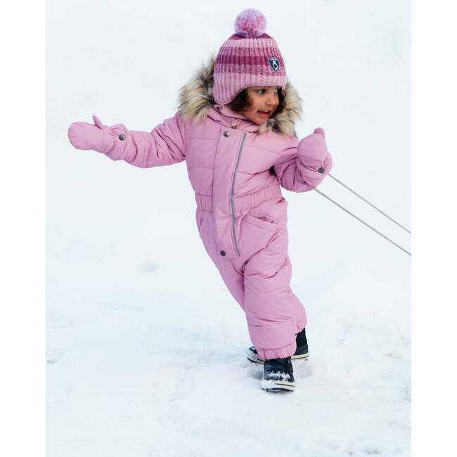 Solid One-Piece Baby Snowsuit, Old Rose - Snowsuits - 2