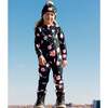 Rose Print One-Piece Thermal Underwear, Black - Loungewear - 2