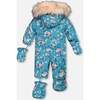 Spring Flower Print One-Piece Baby Snowsuit, Rose - Snowsuits - 4