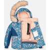 Spring Flower Print 2-Piece Snowsuit, Dusty Pink & Blue - Snowsuits - 4