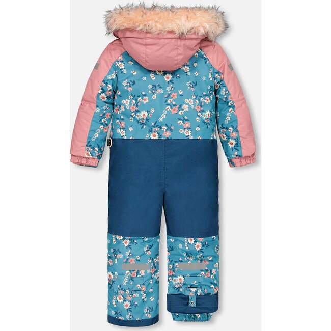 Spring Flower Print One-Piece Snowsuit, Rose - Snowsuits - 4