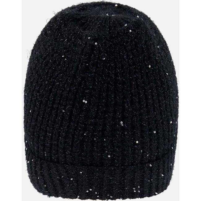 Sequined Knit Hat, Black - Hats - 3