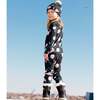Rose Print One-Piece Thermal Underwear, Black - Loungewear - 3