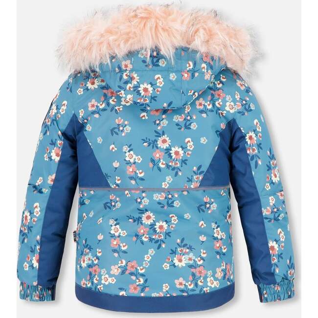 Spring Flower Print 2-Piece Snowsuit, Dusty Pink & Blue - Snowsuits - 5