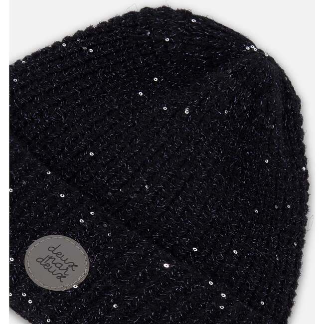 Sequined Knit Hat, Black - Hats - 4