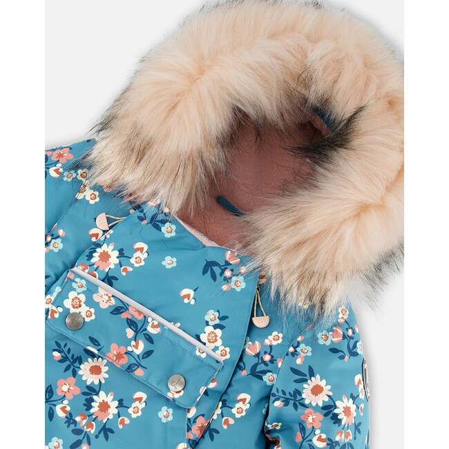 Spring Flower Print One-Piece Baby Snowsuit, Rose - Snowsuits - 6