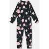 Rose Print One-Piece Thermal Underwear, Black - Loungewear - 4