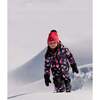 Rose Print One-Piece Snowsuit, Black - Snowsuits - 2