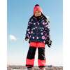 Rose Print 2-Piece Snowsuit, Coral & Black - Snowsuits - 2