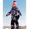 Rose Print One-Piece Snowsuit, Black - Snowsuits - 3