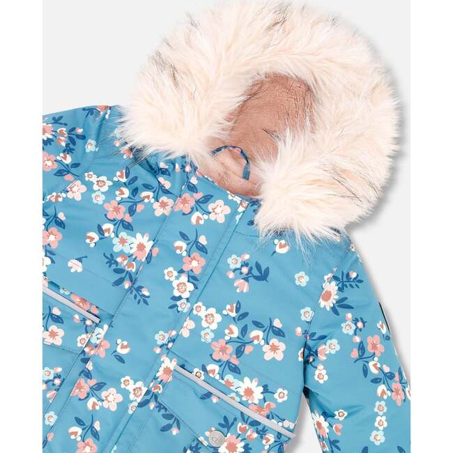 Spring Flower Print 2-Piece Snowsuit, Dusty Pink - Snowsuits - 7