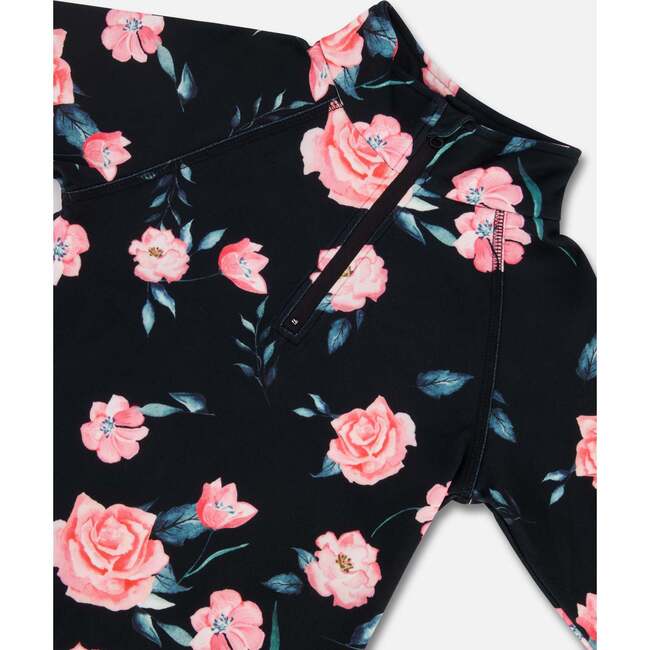 Rose Print 2-Piece Thermal Underwear Set, Black - Loungewear - 4