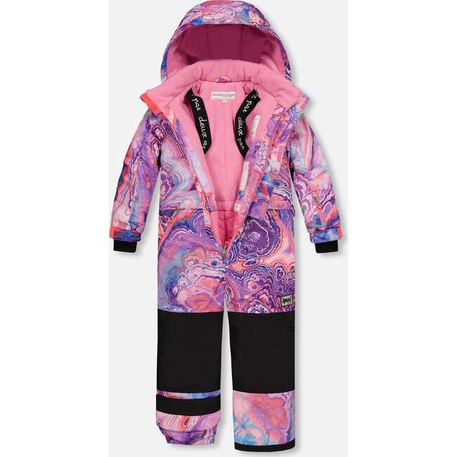 Quartz Print One-Piece Snowsuit, Purple - Snowsuits - 2