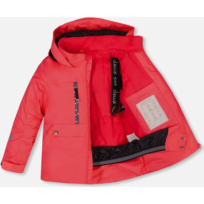 Rose Print 2-Piece Snowsuit, Cranberry & Black - Snowsuits - 4