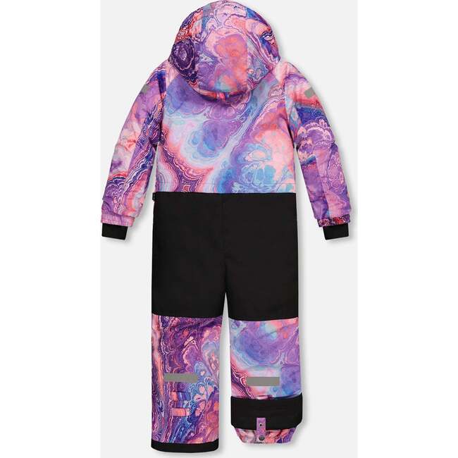 Quartz Print One-Piece Snowsuit, Purple - Snowsuits - 3
