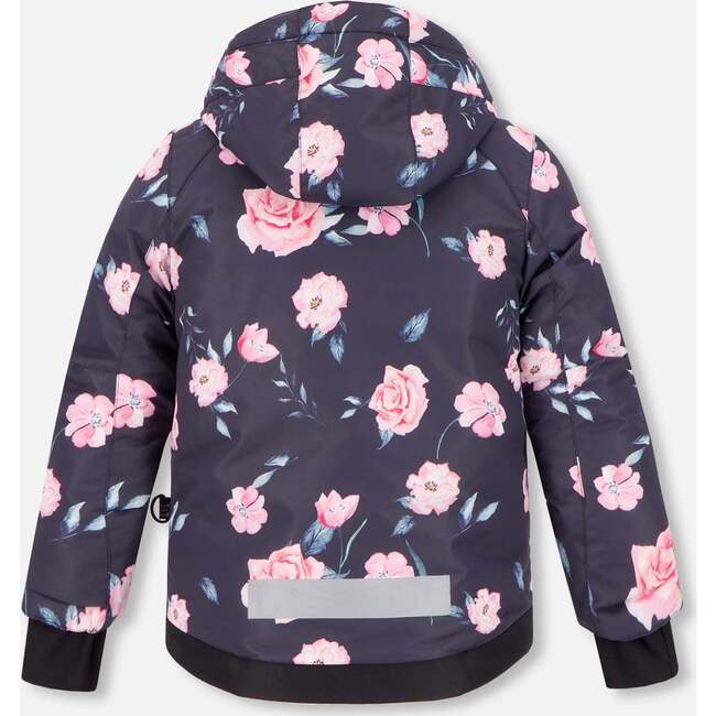 Rose Print 2-Piece Snowsuit, Coral & Black - Snowsuits - 5