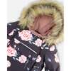Rose Print One-Piece Baby Snowsuit, Black - Snowsuits - 6