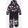 Rose Print One-Piece Snowsuit, Black - Snowsuits - 5