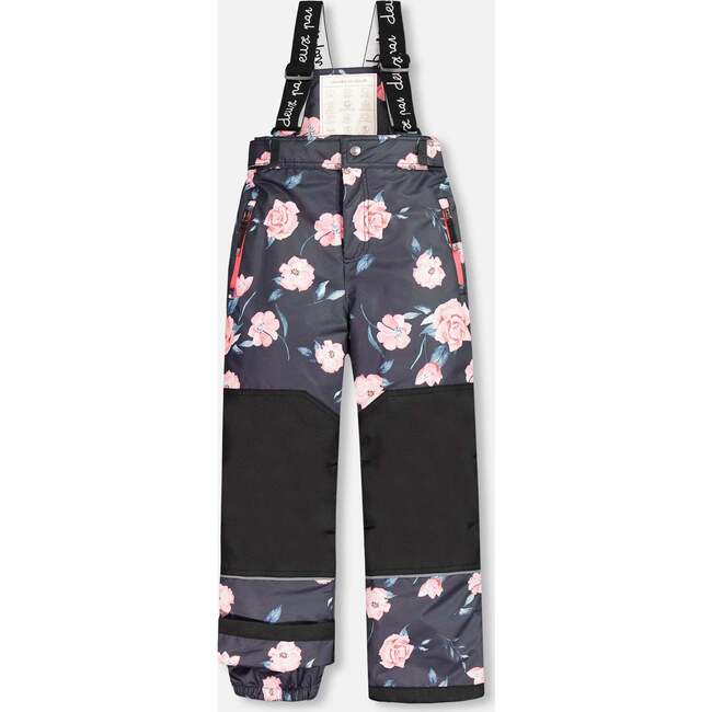 Rose Print 2-Piece Snowsuit, Cranberry & Black - Snowsuits - 6