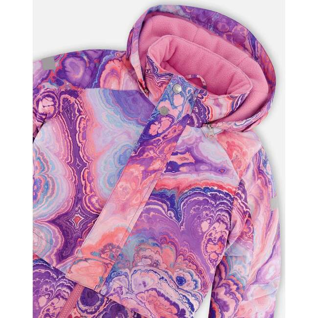 Quartz Print One-Piece Snowsuit, Purple - Snowsuits - 4