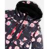 Rose Print One-Piece Snowsuit, Black - Snowsuits - 7