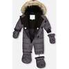 One-Piece Baby Snowsuit, Textured Shadow Grey - Snowsuits - 2