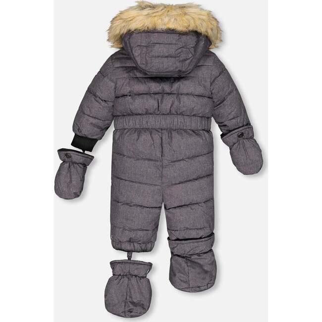 One-Piece Baby Snowsuit, Textured Shadow Grey - Snowsuits - 3