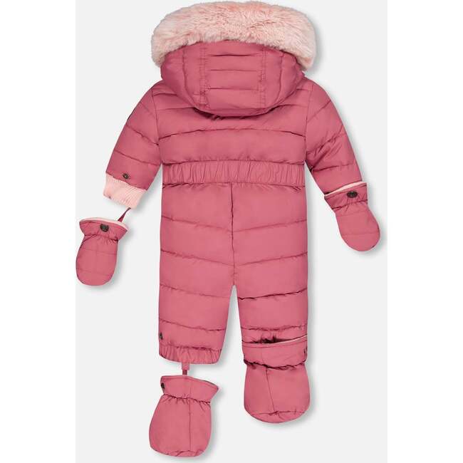 One-Piece Baby Snowsuit, Burgundy - Snowsuits - 3