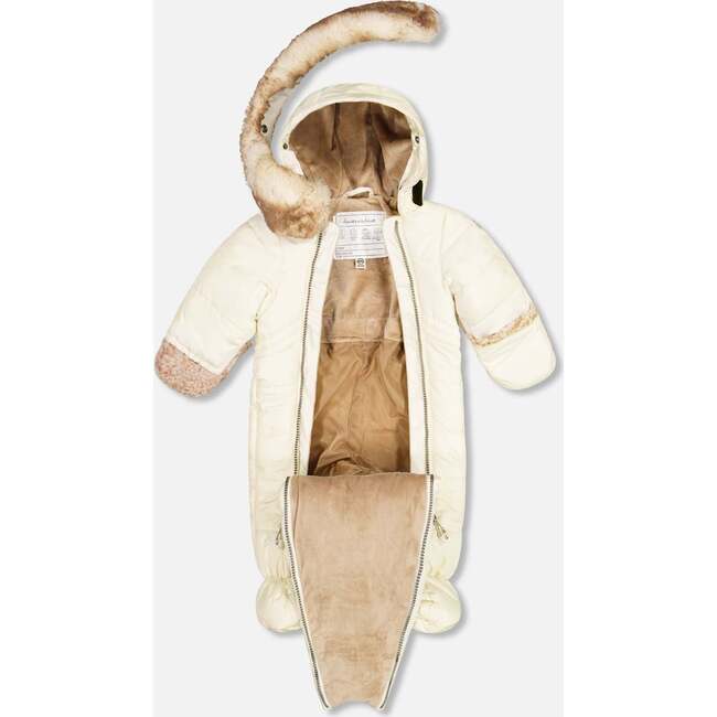 One-Piece Baby Snowsuit, Champagne White - Snowsuits - 4