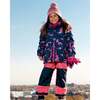 Flowery Unicorn Print 2-Piece Snowsuit, Rose - Snowsuits - 2