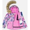 Jungle Flower Print 2-Piece Snowsuit, Navy - Snowsuits - 4