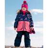 Flowery Unicorn Print 2-Piece Snowsuit, Navy - Snowsuits - 2