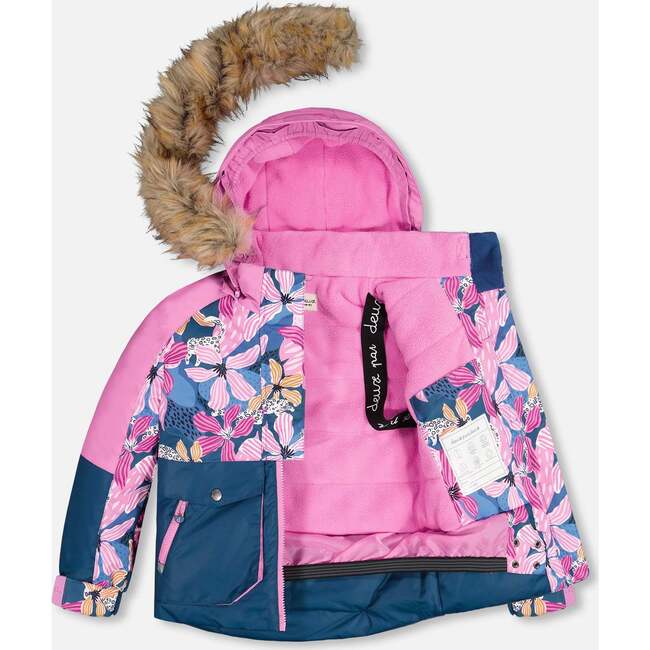 Jungle Flower Print 2-Piece Snowsuit, Mauve - Snowsuits - 4