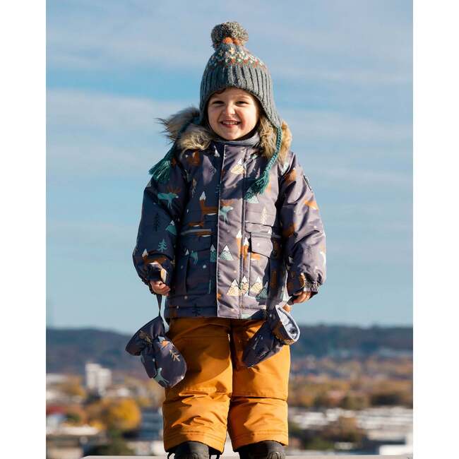 Fox Print 2-Piece Baby Snowsuit, Dark Grey & Mocha - Snowsuits - 2