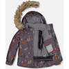 Fox Print 2-Piece Snowsuit, Dark Grey & Sea Pine - Snowsuits - 3