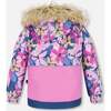 Jungle Flower Print 2-Piece Snowsuit, Navy - Snowsuits - 5