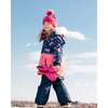 Flowery Unicorn Print 2-Piece Snowsuit, Navy - Snowsuits - 3